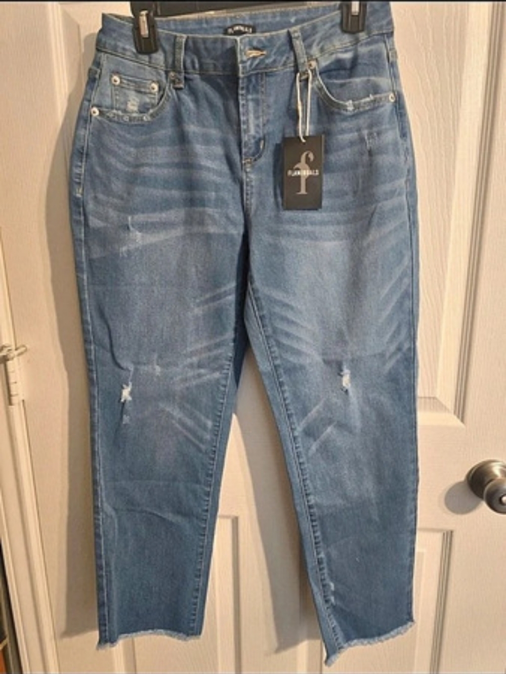 Flamingals Distressed Straight Leg Jeans Blue Medium